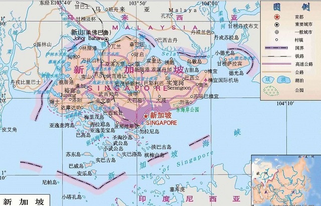 新加坡地理位置图（新加坡地图简图）